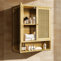Stylish Bamboo Bathroom Wall Cabinet - Elegant Over-the-Toilet Storage with 3 Shelves and Double Doors for Kitchen and Bathroom Essentials