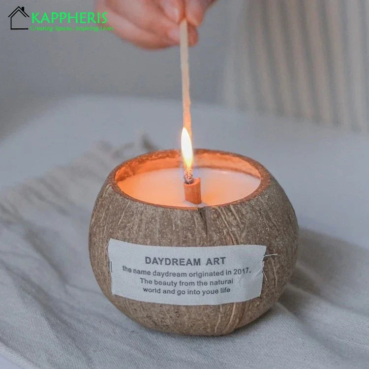 Luxurious White Tea Scented Candles in Coconut Shell - Perfect Aromatic Gift Box for Weddings and Special Occasions