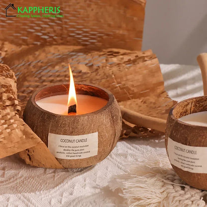 Luxurious White Tea Scented Candles in Coconut Shell - Perfect Aromatic Gift Box for Weddings and Special Occasions