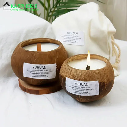 Luxurious White Tea Scented Candles in Coconut Shell - Perfect Aromatic Gift Box for Weddings and Special Occasions