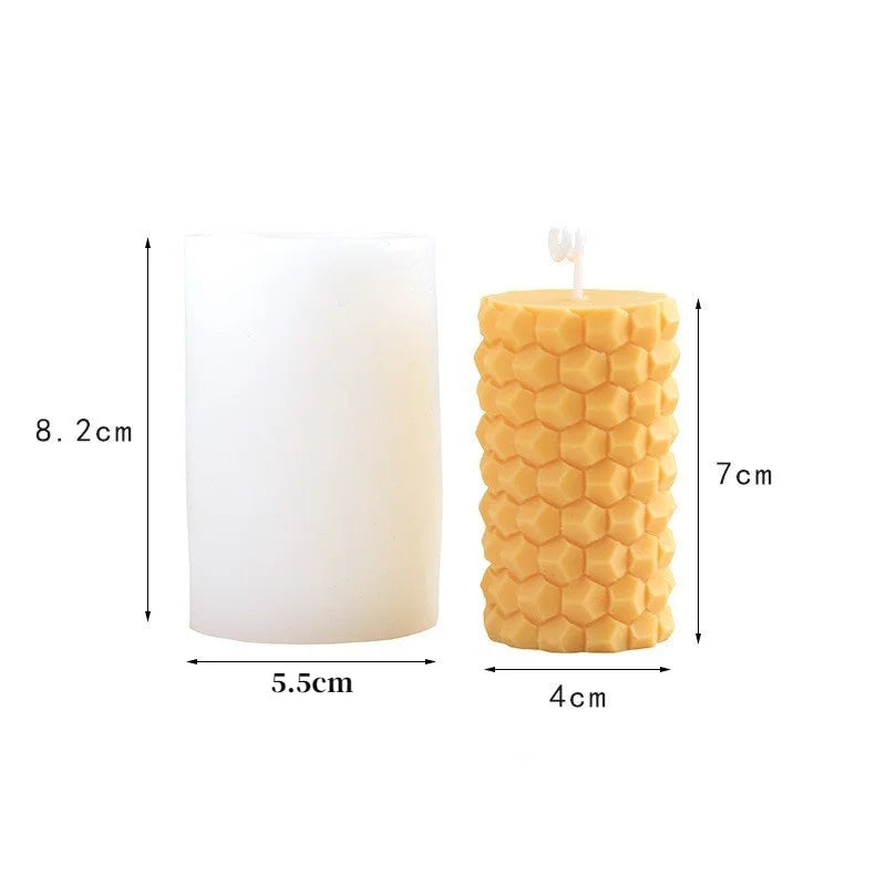 Create Stunning Candles and Soaps with Our 3D Honeycomb Cylindrical Silicone Mold - Perfect for DIY Crafts and Unique Home Decor!