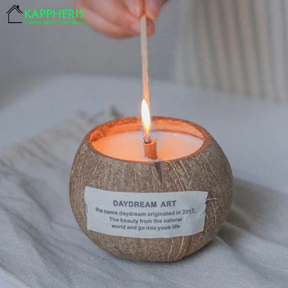 Luxurious White Tea Scented Candles in Coconut Shell - Perfect Aromatic Gift Box for Weddings and Special Occasions
