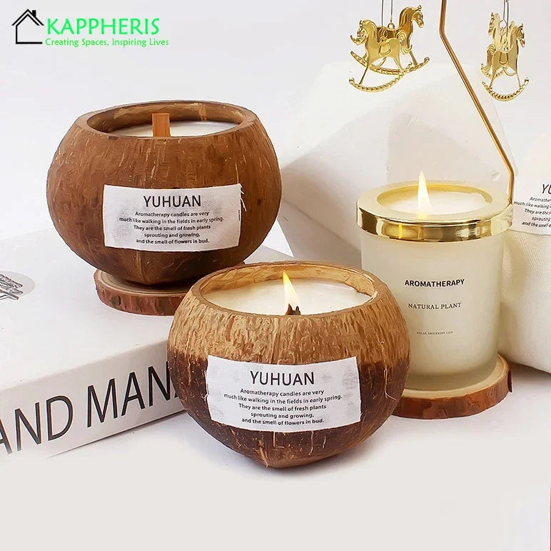 Luxurious White Tea Scented Candles in Coconut Shell - Perfect Aromatic Gift Box for Weddings and Special Occasions