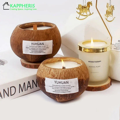 Luxurious White Tea Scented Candles in Coconut Shell - Perfect Aromatic Gift Box for Weddings and Special Occasions