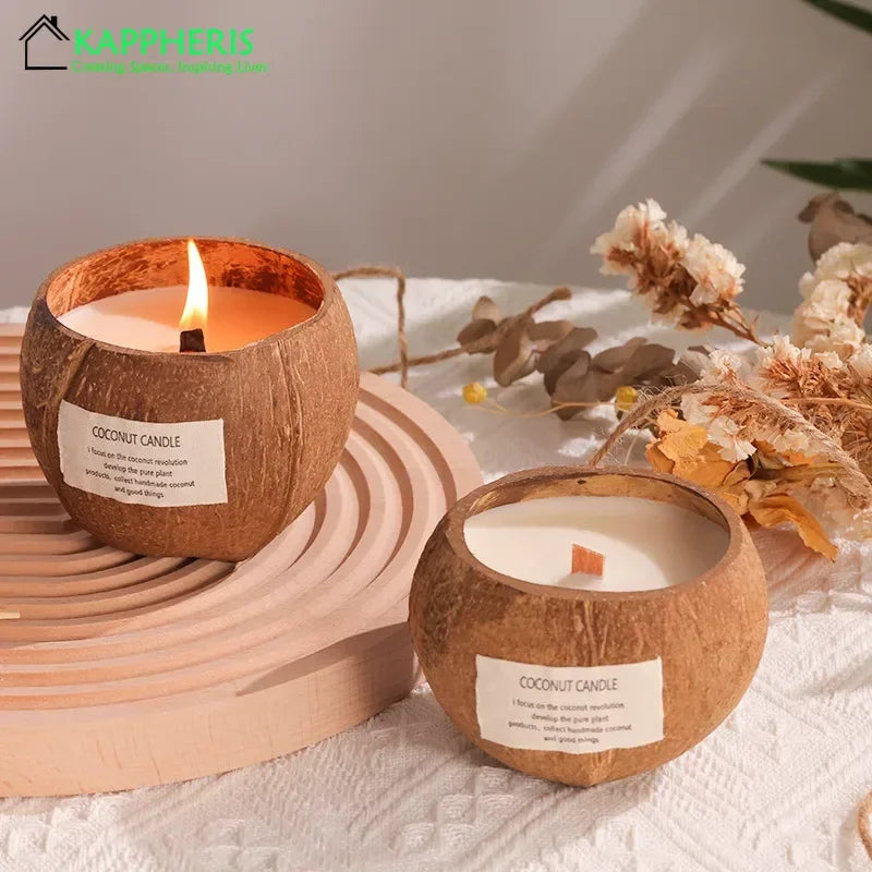 Luxurious White Tea Scented Candles in Coconut Shell - Perfect Aromatic Gift Box for Weddings and Special Occasions