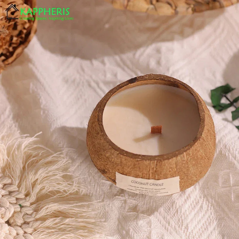 Luxurious White Tea Scented Candles in Coconut Shell - Perfect Aromatic Gift Box for Weddings and Special Occasions