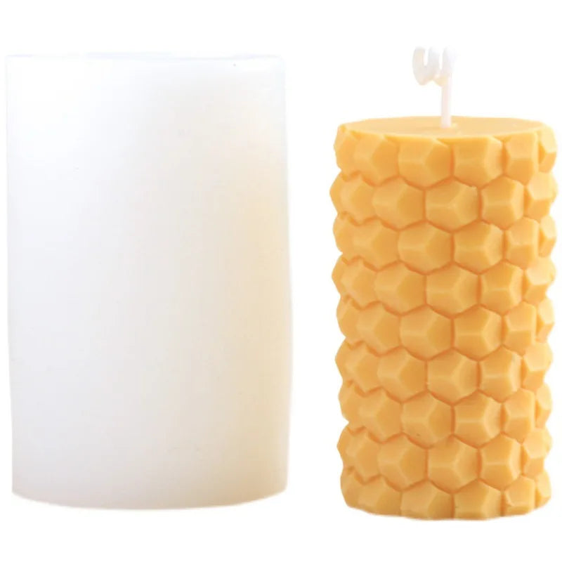 Create Stunning Candles and Soaps with Our 3D Honeycomb Cylindrical Silicone Mold - Perfect for DIY Crafts and Unique Home Decor!