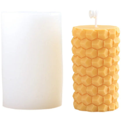 Create Stunning Candles and Soaps with Our 3D Honeycomb Cylindrical Silicone Mold - Perfect for DIY Crafts and Unique Home Decor!