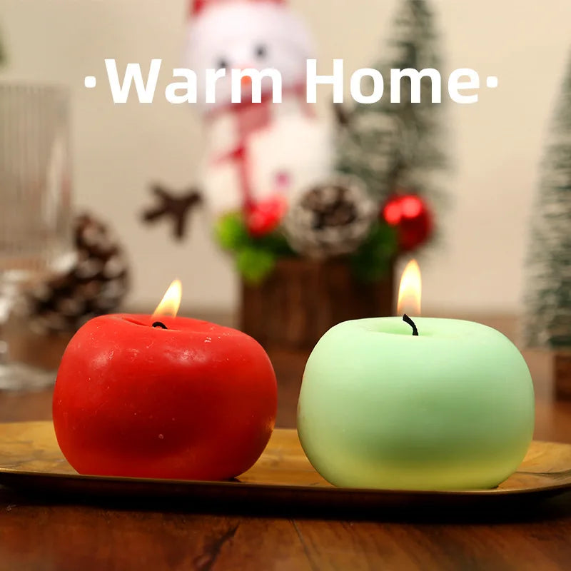 Delightful 2Pcs Red and Green Apple Scented Candles - Perfect for Christmas, New Year, and Birthdays!
